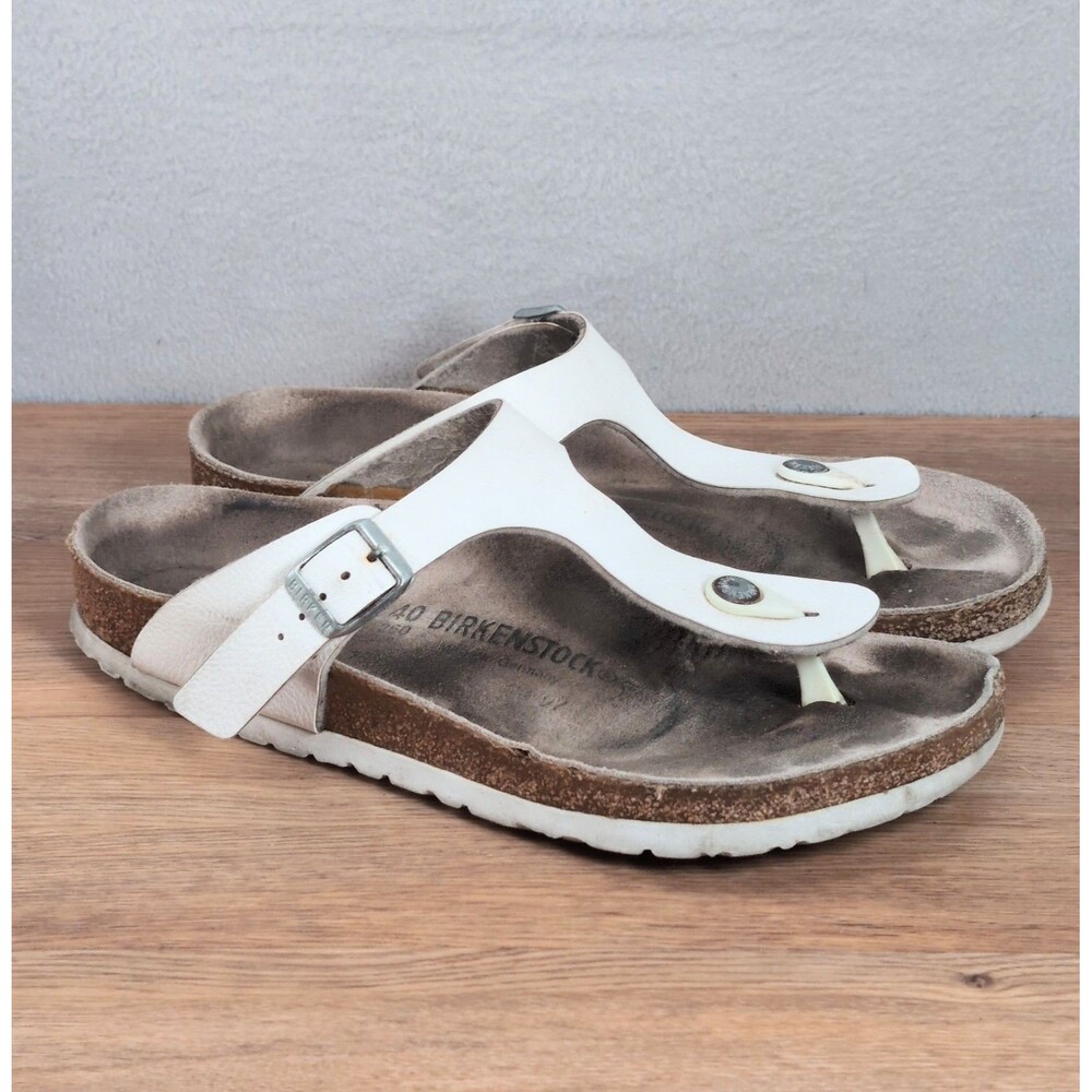 Birkenstock Gizeh Women's 7-7.5 EU 41 Thong Sandals White Birko-Flor Suede Shoes